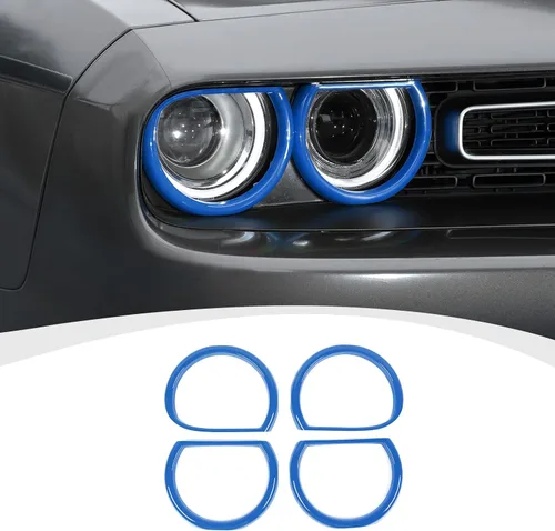 Vista 15 de RAZPOY Cubierta de lámpara de faro delantero para accesorios Challenger, cubierta de biseles de faros delanteros, decoración de luz exterior