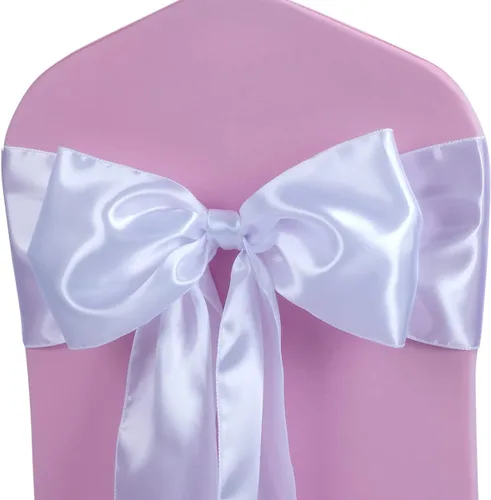Vista 14 de Babenest Bandas de satén para silla, 50 lazos mejorados para silla, lazos para bodas, banquetes, fiestas, Pascua, Navidad, baby shower, decoración
