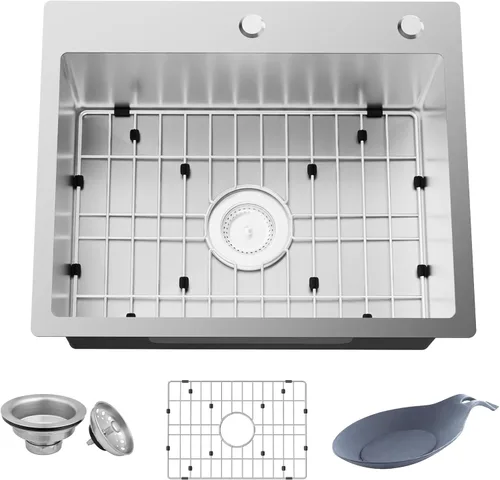 Vista 16 de Fregadero de cocina negro, fregadero de barra de acero inoxidable de 15 x 17 pulgadas, fregadero de cocina pequeño, elección ideal para espacios