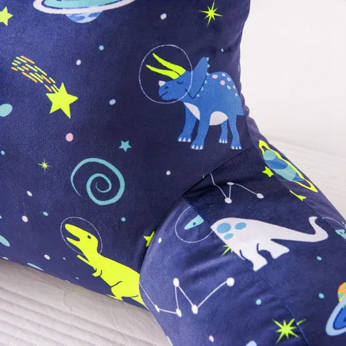 Vista 6 de NTBED Almohada de Lectura con Estampado de Dinosaurio en Forma de Cuña, Almohada de Respaldo con Brazos, Almohada de Reposo para Sofá y TV, Almohada