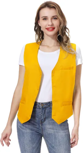 Vista 3 de TOPTIE Chaleco unisex con botones para uniforme de trabajo
