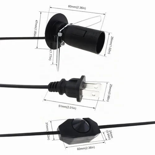 Vista 3 de RTNLIT Reemplazo del cable de la lámpara de sal con interruptor de Negro