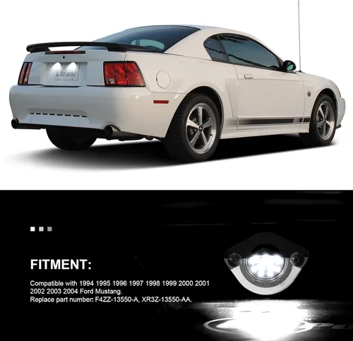 Vista 3 de litzland Conjunto de 2 luces LED para placa de matrícula compatible con Ford Mustang 1994 1995 1996 1997 1998 1999 2000 2001 2002 2003 2004 Canbus