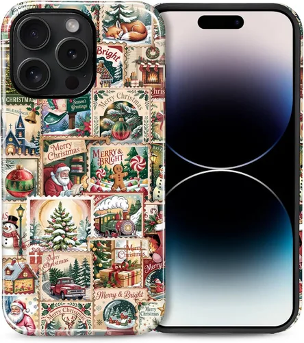Vista 27 de Funda para iPhone 13 iPhone 14, a prueba de golpes, funda protectora híbrida de 2 capas, doble protección contra caídas, antiarañazos, diseño Rojo