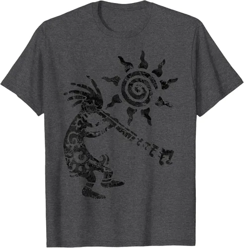 Vista 32 de Native American Kokopelli Musican With Flute 2 - Camiseta divertida para fanáticos, Blanco, S