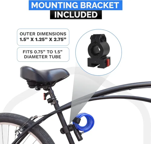Vista 7 de DocksLocks Juego de candado de cable para bicicleta, cable de seguridad en espiral con cerradura de llave y soporte de montaje, protección antirrobo