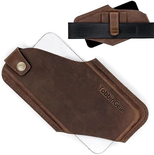 Vista 12 de TobbinGear Funda de cuero para teléfono móvil con clip para cinturón, bolsa de cinturón de cuero, funda universal para teléfono en el cinturón