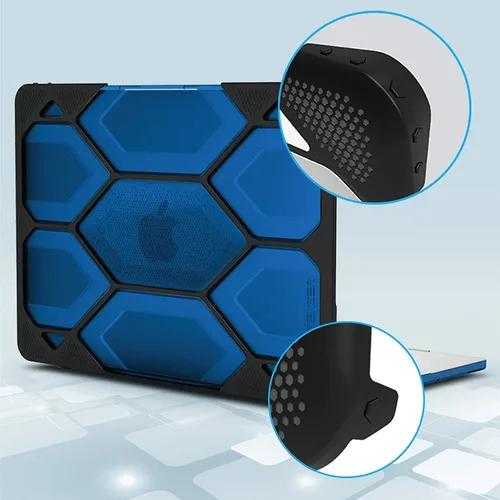 Vista 3 de IBENZER Funda resistente para MacBook Pro de 13 pulgadas A2289 A2251 A2159 A1989 A1706 A1708, funda protectora para Mac Pro 13, azul, LC-HT13-BL