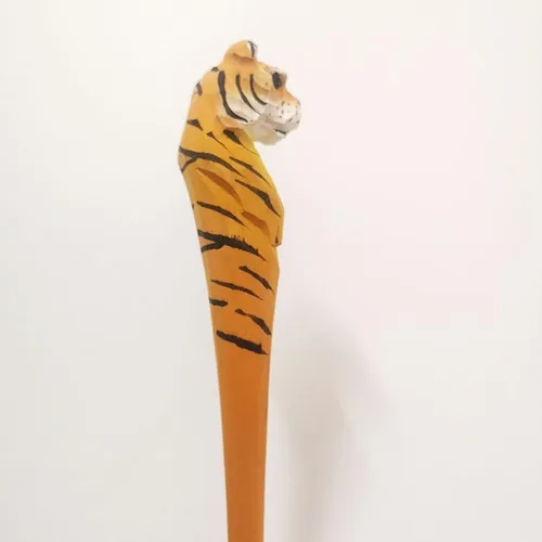 Vista 11 de Bolígrafo de gel de animales tallados en madera 100% hecha a mano, jirafa, perro, tigre, unicornio, lindo, material escolar, suministros de oficina