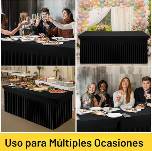 Vista 8 de Smiry Mantel de Spandex, Mantel Elástico Ajustable Extensible para Mesas Rectangulares de 6 Pies, Falda Cubierta de Mesa Impermeable y Lavable