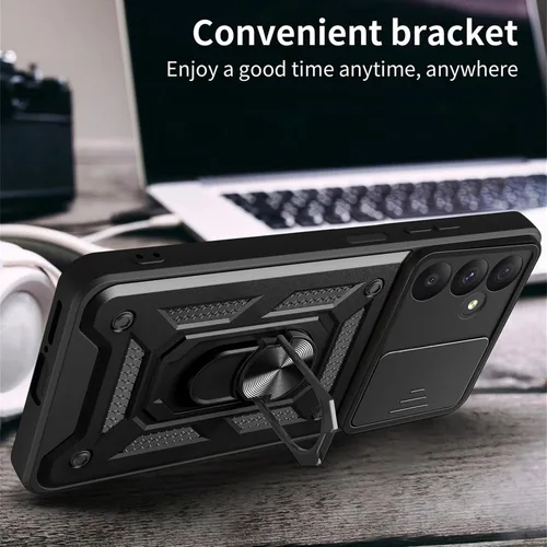 Vista 7 de Ysnzaq Funda para Samsung Galaxy S26, cubierta deslizante integrada para lente de cámara y soporte de anillo, funda protectora de grado militar a
