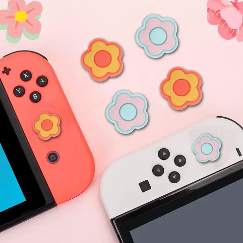 Vista 6 de PERFECTSIGHT Agarre para el pulgar Switch, lindas tapas de joystick para Nintendo Switch, 4 piezas de cubierta para pulgar para Switch LiteOLED