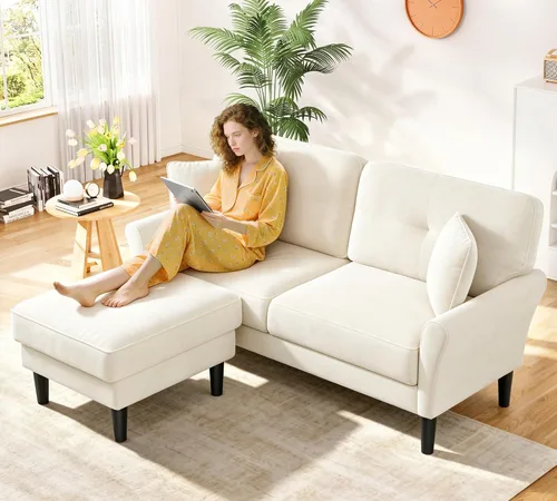 Vista 22 de Sofá biplaza de 69 pulgadas, sofás pequeños de terciopelo para espacios pequeños, sofás de dos plazas con 2 almohadas, sofás de dos plazas