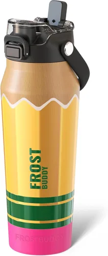 Vista 54 de Frost Buddy botella de agua aislada de 32 onzas con pajilla y tapa para beber Acero inoxidable a prueba de fugas 24 horas de frío Resistente
