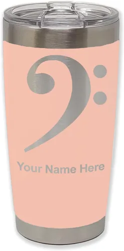 Vista 22 de LaserGram Vaso aislado al vacío de 20 onzas, clave de bajo, grabado personalizado incluido (negro) Engraved Gift for Musician, Vacuum Insulated
