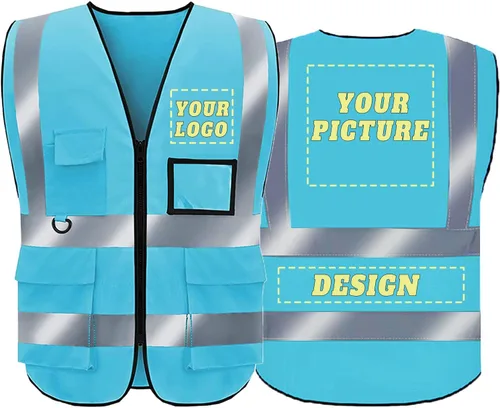 Vista 24 de BeautyWill Chaleco de seguridad personalizado con logotipo Clase 2 Chaleco reflectante de alta visibilidad Chaleco de trabajo protector