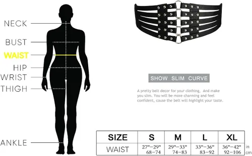 Vista 3 de Cinturón de cintura ancha de piel sintética para mujer, remaches huecos, cintura elástica, Negro