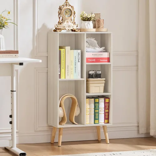 Vista 57 de LEYAOYAO Estantería de 5 cubos de 3 niveles con patas, estante negro menta para libros para niños, bonito organizador de almacenamiento, estantes