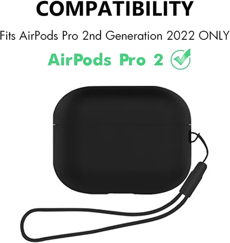Vista 5 de Funda protectora para Airpods Pro 2 de silicona suave compatible con Apple AirPods Pro de 2ª generación 2022 LED frontal visible (negro)