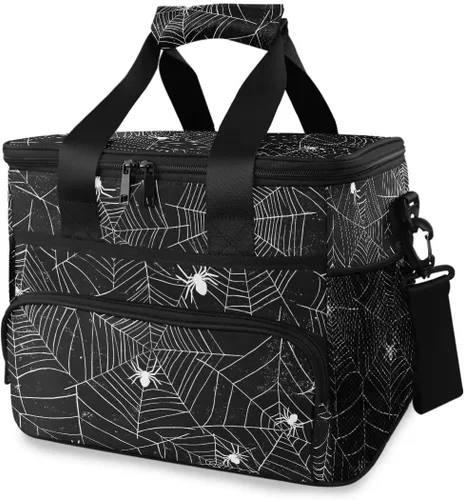 Vista 13 de ALAZA Sugar Skull Floral The Day of Dead - Bolsa de picnic aislada grande para adultos, hombres y mujeres