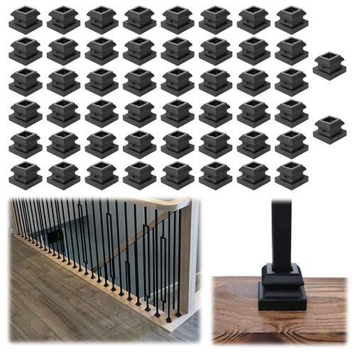 Vista 8 de Muzata 10Pack de bases de balaustre de hierro, zapato plano para escalera con tornillo para balaustre cuadrado de 1/2 pulgada, husillo de escalera