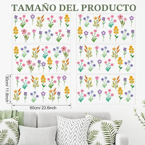 Vista 3 de Zonon 6 calcomanías de pared de flores, calcomanías para despegar y pegar