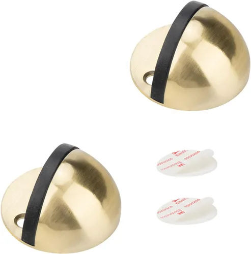 Vista 5 de Paquete de 2 topes de puerta autoadhesivos, sin taladros, protectores de pared con puntas de parachoques de goma negra, topes de puerta