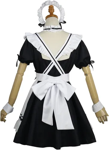 Vista 4 de Bleoavre Disfraz de Lolita de anime para sirvienta, disfraz de cosplay de Halloween