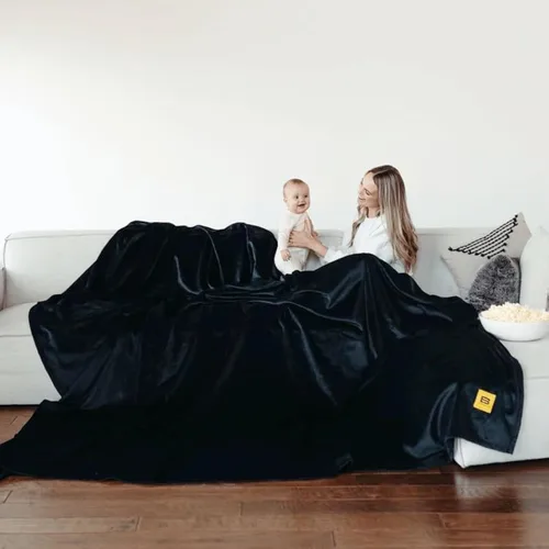 Vista 30 de Big Blanket Co Original Stretch Ballerina - Manta gigante extra grande de 6 x 6 pies, suave, elástica, lavable a máquina, se adapta a toda la familia
