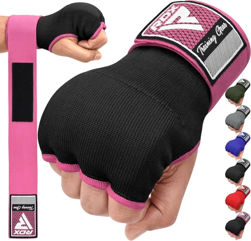Vista 13 de RDX - Guantes de boxeo con acolchado de gel, para hombres y mujeres, con correas de muñeca elásticas de 100 cm de largo, rápidos, puños protectores