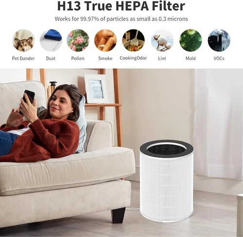 Vista 4 de Paquete de 1 filtro de repuesto KJ510B compatible con purificador Kokofit KJ510B, sistema de filtración 3 en 1