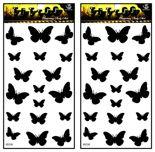 Vista 17 de Tatuajes 2 hojas de mariposas mosca de mariposa tatuajes temporales pegatinas falsas cuerpo brazo pecho hombro tatuajes para adolescentes, hombres