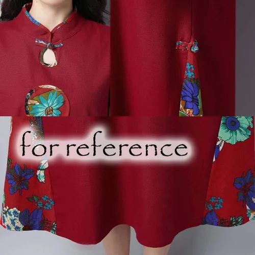 Vista 4 de Panda Legends Ethnic Style Retro Women's Cotton Linen Dress Chinese Style Improved Cheongsam Shirt Dress A-line
