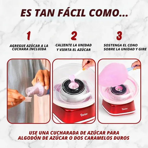 Vista 5 de Darice Máquina de algodón de azúcar – Retro Cotton Candy Maker – Máquina para hacer dulces caseros – Ideal para cumpleaños, fiestas, reuniones