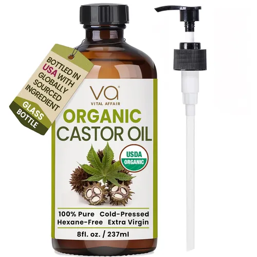 Vista 12 de VITAL AFFAIR Aceite orgánico de mezcla de ricino e incienso - 100% puro y natural, prensado en frío, sin refinar en botella de vidrio. Aceite