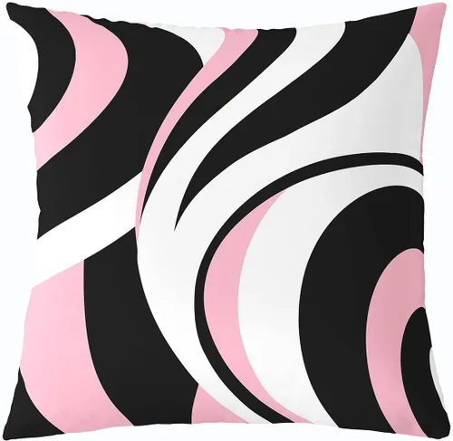 Vista 23 de Funda de almohada moderna con estampado de líneas geométricas de doble cara de 16 x 16 pulgadas, funda de almohada cuadrada suave con remolinos