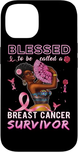 Vista 4 de iPhone 13 Pro Max Camisas afroamericanas contra el cáncer de mama para mujeres Blessed Survivor Case