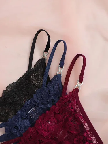 Vista 3 de MakeMeChic Paquete de ropa interior sexy y transpirable de tiro bajo para mujer