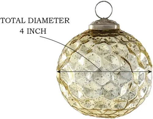 Vista 6 de Serene Spaces Living Juego de 4 adornos de bola de cristal con forma de diamante dorado para árbol de Navidad, decoración de vacaciones, Pascua
