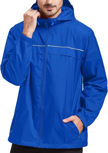 Vista 5 de SWISSWELL Chaqueta impermeable para hombre, rompevientos, ligera con capucha para uso diario casual