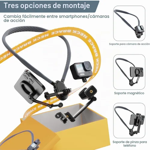 Vista 5 de Soporte de teléfono para el cuello para grabación, soporte magnético para el cuello para teléfonos, soporte de teléfono celular manos libres