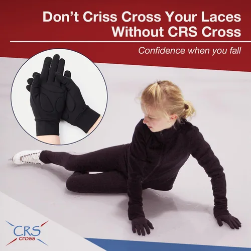 Vista 3 de CRS Cross Guantes acolchados para patinaje sobre hielo. Protección acolchada cálida para patinaje artístico, danza, patinadores y porristas.