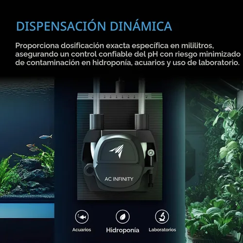 Vista 2 de Bomba dosificadora peristáltica AC Infinity, control de dosificación de 10 niveles