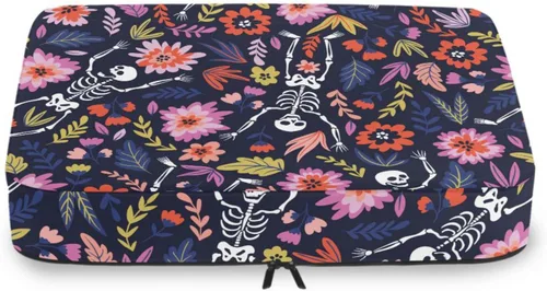 Vista 4 de Juego de 4 cubos de embalaje florales con diseño de calavera bailando organizador de equipaje de viaje cubo de almacenamiento de tela diseño