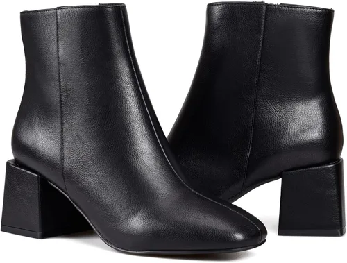 Vista 6 de Zero-Sum Botines de tacón grueso para mujer, cómodos, con cremallera lateral, a la moda, clásicos, elegantes zapatos occidentales de invierno