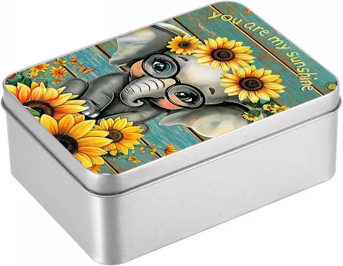 Vista 35 de Caja de lata de metal con tapa, contenedor de almacenamiento rectangular vacío de hojalata, estuche de lata portátil ligero para manualidades