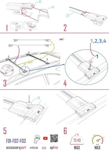 Vista 6 de Compatible con Dacia Sandero STEPWAY 2012-2020 Barra transversal para techo de coche, modelo gris