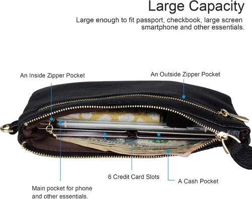 Vista 3 de befen Monedero de mano con monedero negro + monedero metálico de peltre para mujer