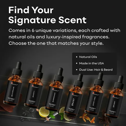 Vista 9 de BAHAWAT Aceite para barba, acondicionador y suavizante de aceite para barba de alta calidad, aroma de barbería, elimina la picazón de la barba