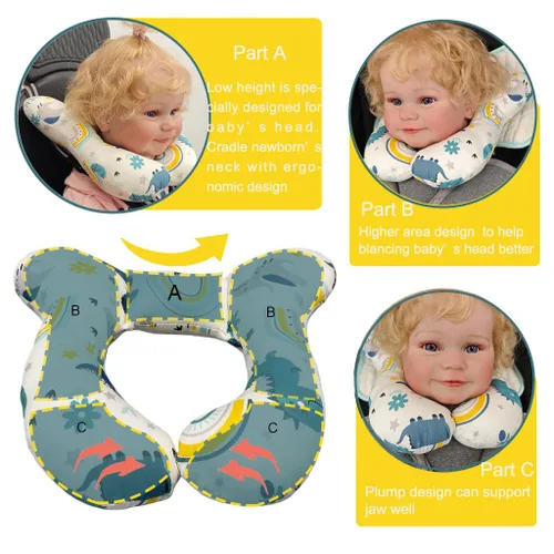Vista 4 de Almohadas para el Cuello del Bebé, Cómoda Almohada de Soporte para Cabeza y Cuello del Bebé para Viaje, para Asiento de Coche, Cochecito, Carriola